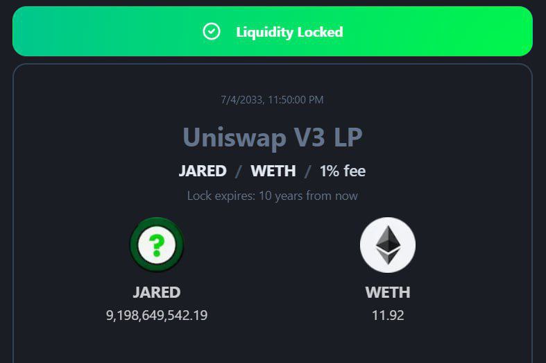 MiladyQueenX's tweet photo. 🔥 $JARED Liquidity Is Locked For 10 Years 🚀

🔒 We Have Locked $JARED Liquidity For 10 Years🔥🙏

https://t.co/3rU5NANAdY

📊 Now Send $JARED To Moon🚀

📈 $100 Milion Market Cap Is Coming Much Before Than You All Can Imagine 🚀

✅ Contract Address: 0x36880f14af2e85cae8e467827fa077d6bf12ea56

https://t.co/AXXJ6xjIb1

$JARED Will Flip #PEPE Remember That You All Are Too Early 🔥