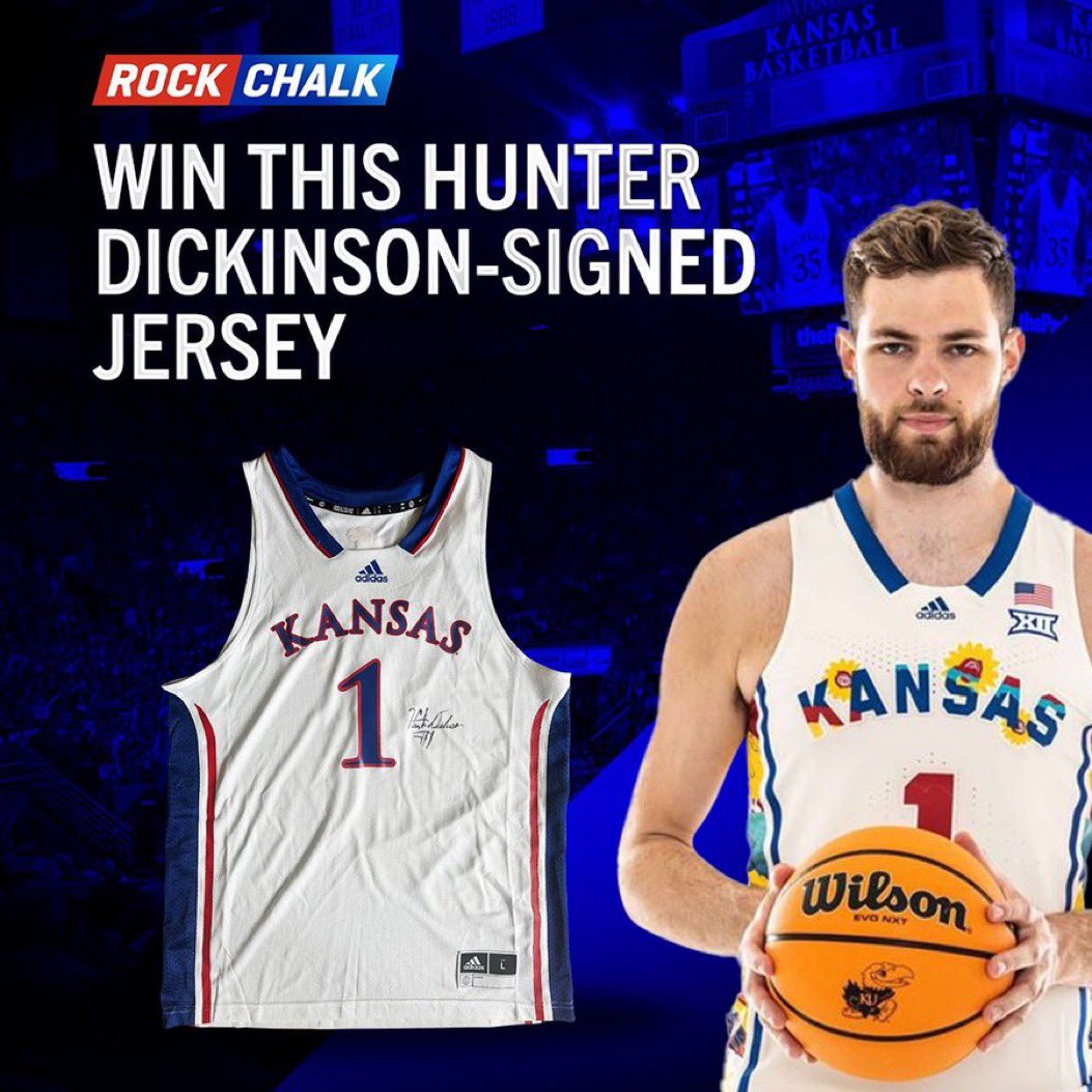 YOU STILL HAVE TIME ⏰

We’re giving a SIGNED Hunter Dickinson KU Jersey to one Rock Chalk newsletter subscriber next week ‼️

RT this post, make sure you’re following <a href="/gorockchalk/">Rock Chalk</a>, and sign up for our KU newsletter here to be eligible ➡️ bit.ly/41HqtWD

Winner will be