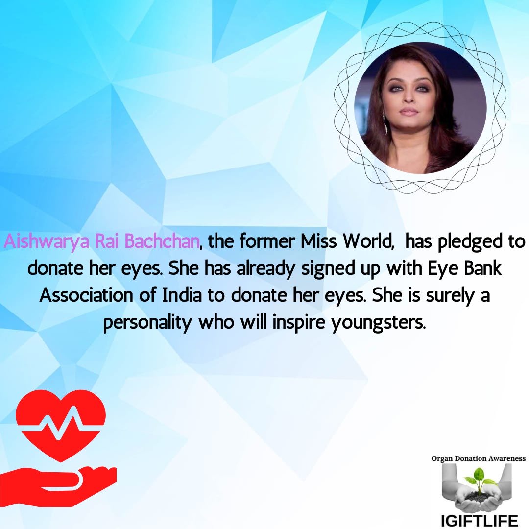 igiftlife's tweet photo. Organ donation is a very important topic even understood by famous celebrities such as Mrs Bachchan herself. Pledge to donate your organs today.

#organdonation #igiftlife #savelives https://t.co/Y5xtYZlcVH