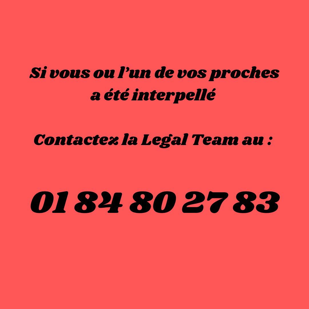 La Legal Team Antiraciste est désormais sur Twitter. Nous tentons d’apporter une assistance juridique aux personnes interpellées, dans le cadre des révoltes suite au meurtre de Nahel, et de soutenir leurs familles. 

Pour rappel, le numéro de la permanence