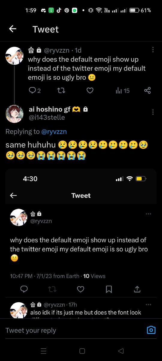 ryvzzn's tweet photo. @i143stelle IPHONE EMOJIS R SO GOOD THO??? https://t.co/60W07nerCV