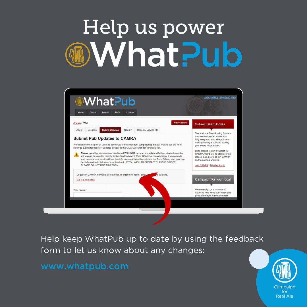 📱 Next time you’re down your local, why not take a minute to check if their WhatPub listing is up to date? Sending updates is easy to do and helps power the UK’s largest pub database. It’s a vital part of our campaigning work.
👉 Check out WhatPub here: ow.ly/bOHT50P2NtL