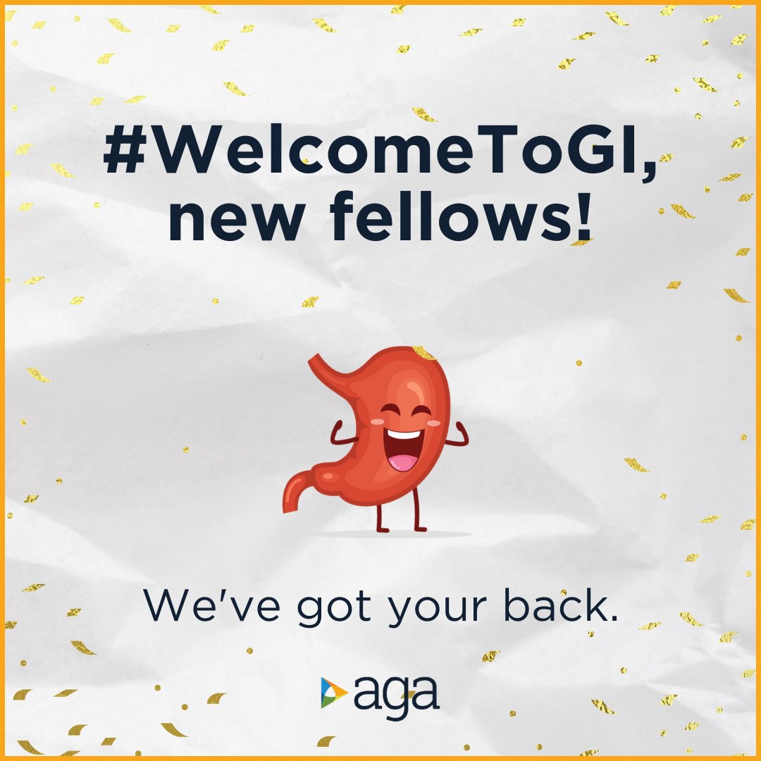 #WelcomeToGI, first-year fellows! There’s still a lot to learn as you continue your journey to becoming a gastroenterologist, but all of us in the #AGAGastroSquad are here to welcome and support you as you begin the next step in your training. #FutureOfGI