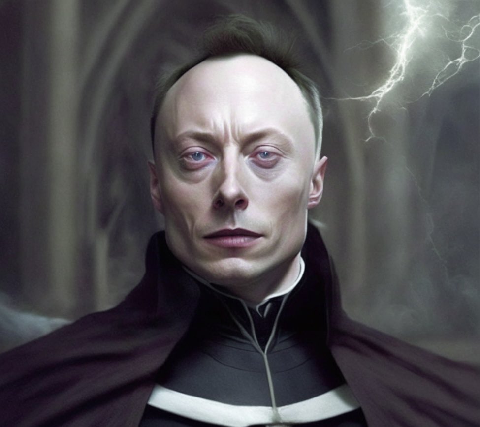 paragism_'s tweet image. Elon Musk as Lord Voldemort. #madebyAI #AIart