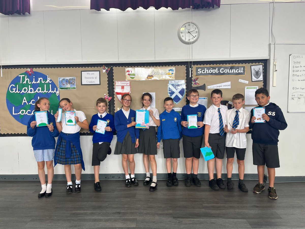 saintoswalds's tweet photo. Pupils from St Oswald’s visited St Hubert’s in Great Harwood today with Mrs Hassan and Deacon Paul to complete the Faith in Action work they began together in January . @SthubertG https://t.co/H7KTn7gaso
