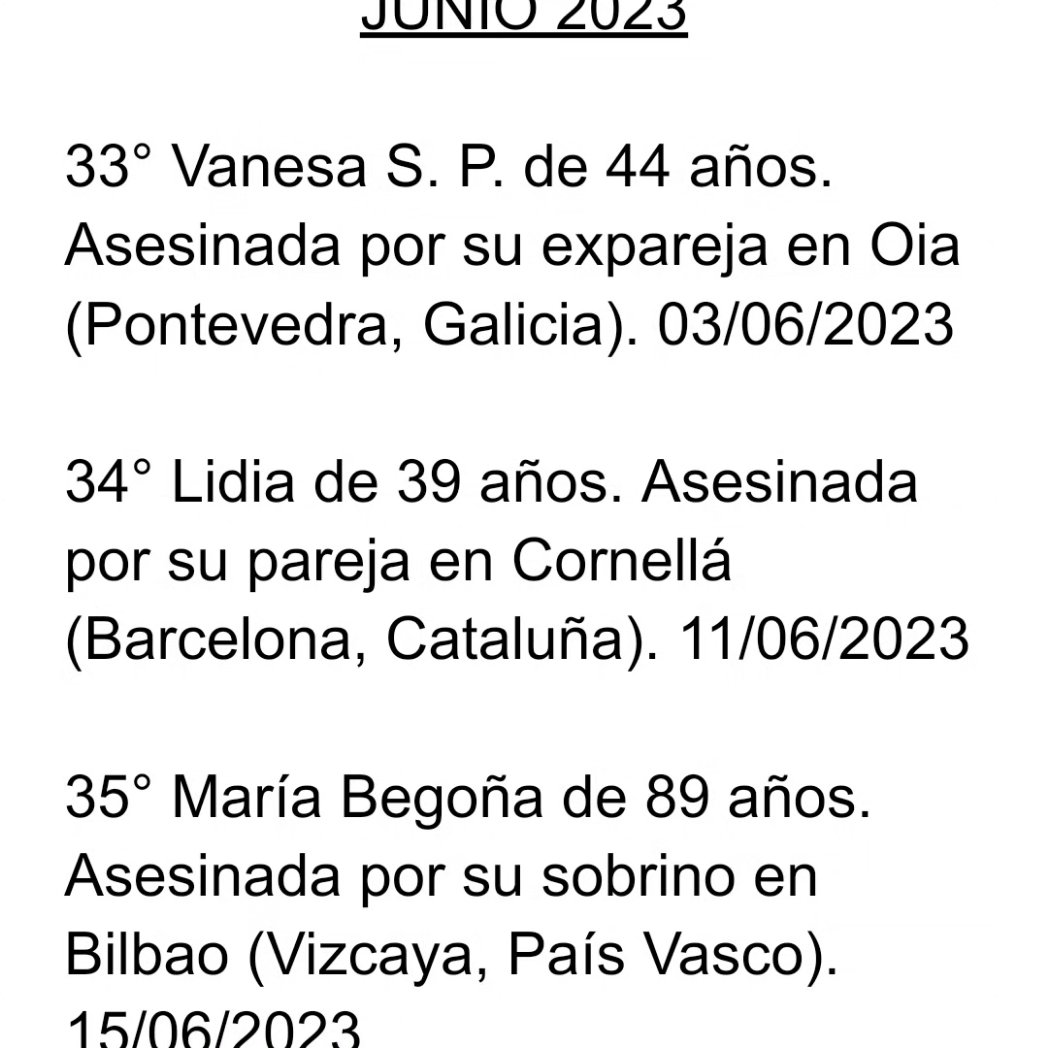 HorizonteViolet's tweet photo. 7 mujeres han sido asesinadas a manos de hombres en España en Junio de 2023. 
Sin olvidarnos de que hay casos que siguen abiertos...

#terrorismomachista 
#machismomata 
#lacrasocial 
#bastaya https://t.co/2T5O1CHIuy