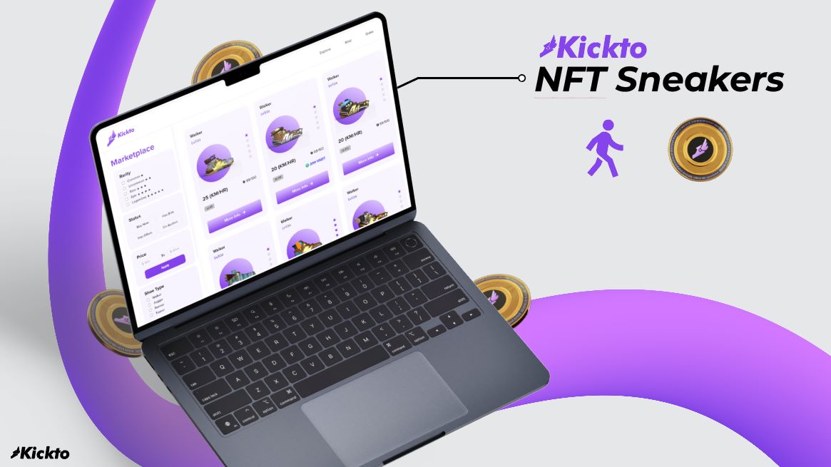 Embark on a thrilling virtual journey and let the power of NFT Sneakers elevate you to unprecedented levels of both fitness and financial achievement.

Explore our cutting-edge NFT Marketplace now.

Kickto is a revolutionary Web 3 platform that brings together fitness and