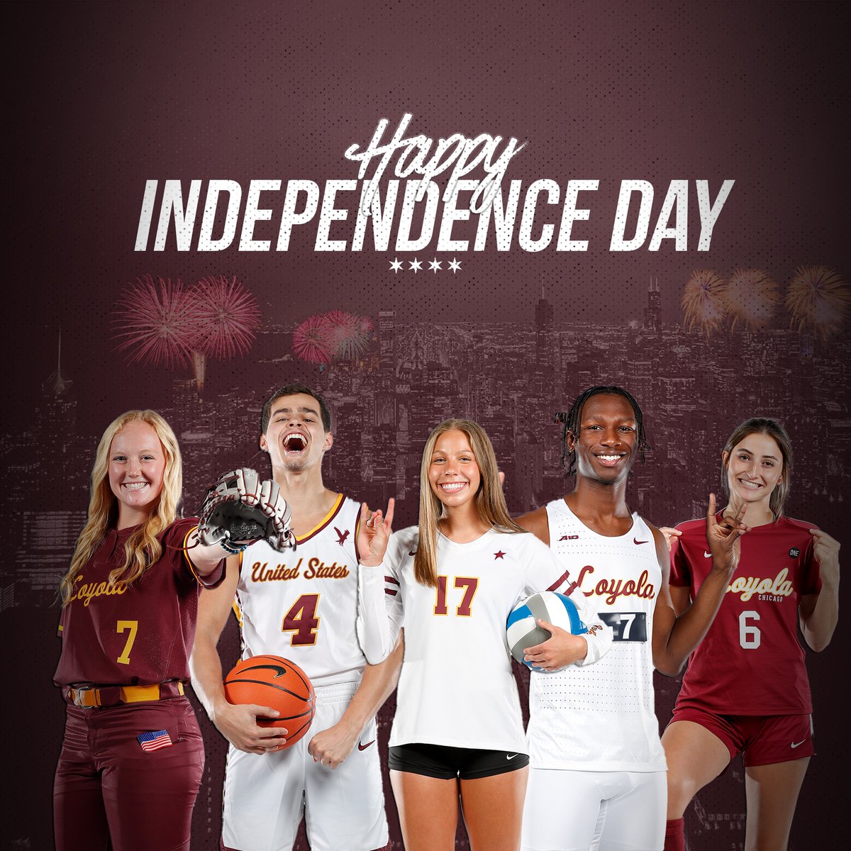 LoyolaRamblers's tweet photo. Happy Birthday, USA. 🇺🇸🐺🎇 https://t.co/dzMDP2QhoM