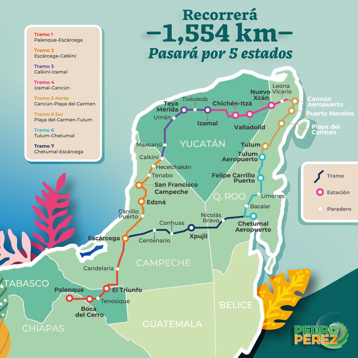 El primer tren está en camino hacia #QuintanaRoo, salió de Hidalgo y llegará a #Cancún. El <a href="/TrenMayaMX/">Tren Maya</a> recorrerá 1,554 kilómetros, con 20 estaciones, 14 paraderos y pasará por 5 Estados. ¡𝐂𝐨𝐧ó𝐜𝐞𝐥𝐨! Y #SúbeteAlTren.  

#YaHayTrenMaya #DelSurNaceNuestraFuerza