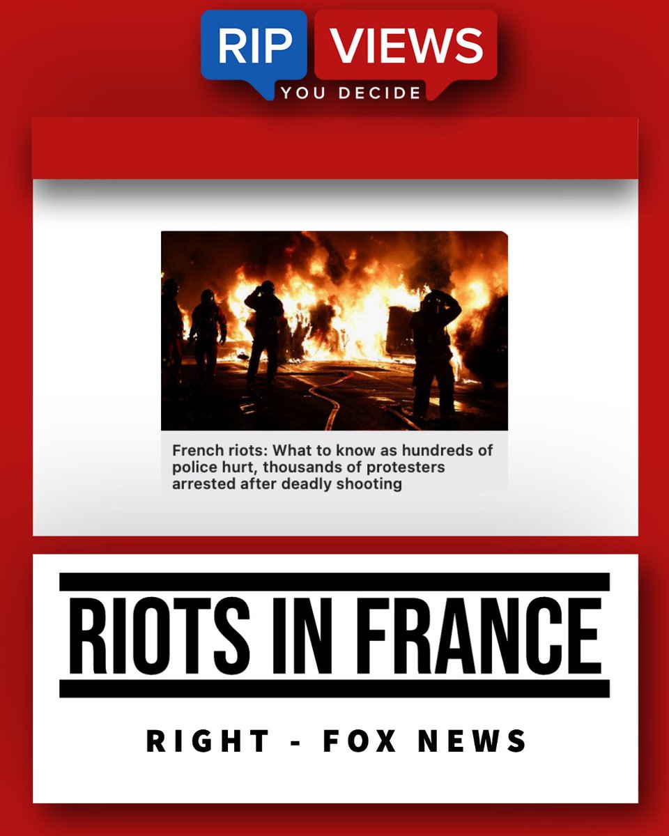 RipViews (@ripviews) on Twitter photo A French teen of North African descent was fatally shot by police following a traffic violation. The teenager's death has sparked protests and riots across France.
All news is biased, view both sides with RipViews.
Left Media Bias (<a href="/AlJazeera/">Al Jazeera PR</a>):
The far right of France has A French teen of North African descent was fatally shot by police following a traffic violation. The teenager's death has sparked protests and riots across France.
All news is biased, view both sides with RipViews.
Left Media Bias (<a href="/AlJazeera/">Al Jazeera PR</a>):
The far right of France has