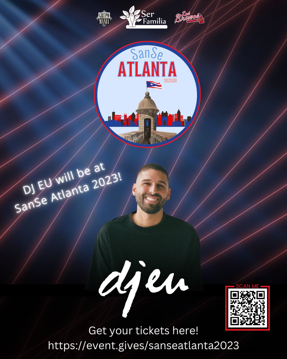 We are excited to announce DJ EU is going to at SanSe Atlanta 2023! You don't want to miss out on the hottest event of the year! 

#SerFamilia #SF #SanSeAtlanta2023 #DJEU #GrupoMania #LosBravos