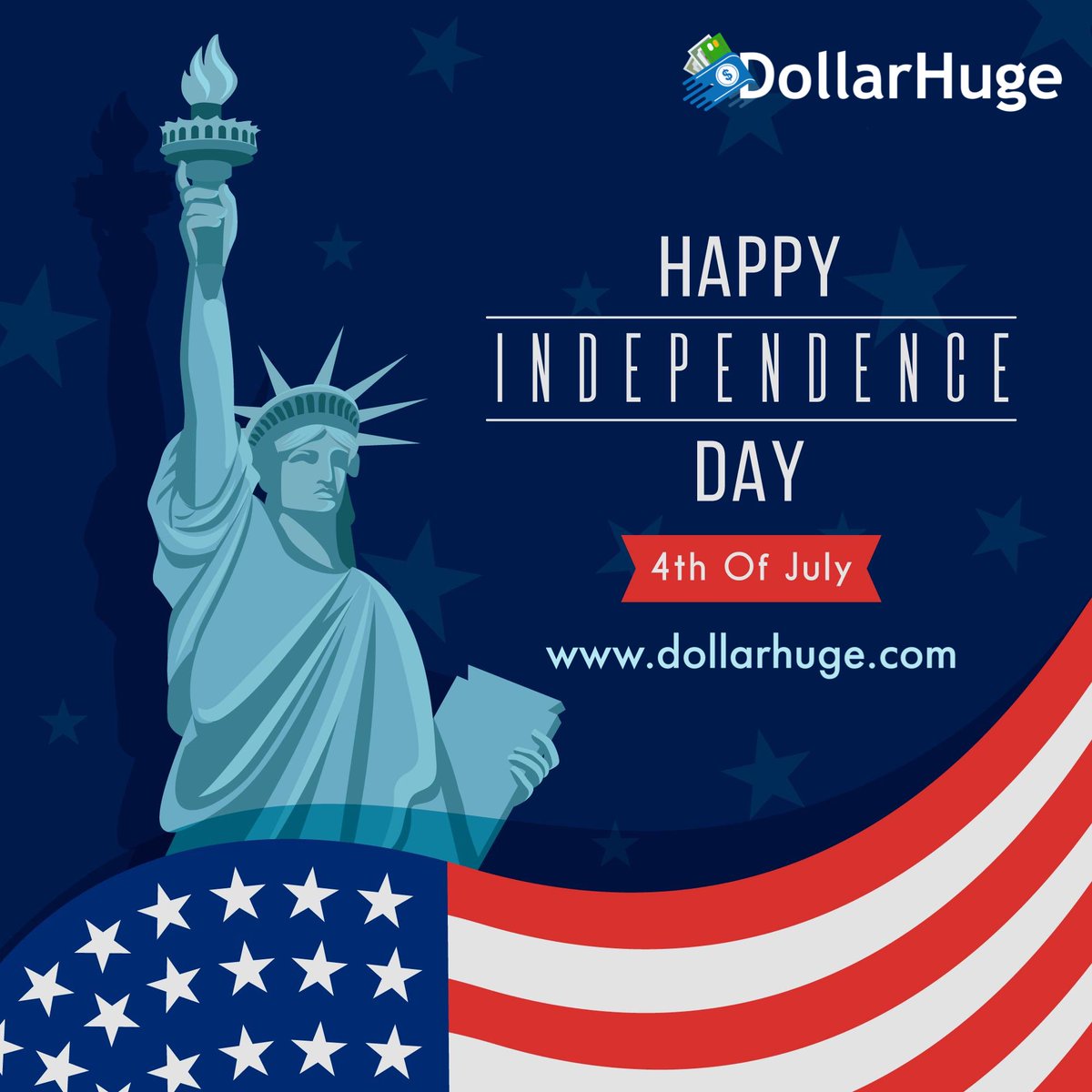 Happy Independence Day to you and your family! Let us uphold the true spirit of America today and practice kindness, loyalty, comradeship, and service to our nation. Happy Birthday, America!

#dollarHuge #July4th #IndependenceDay #DeclarationOfIndependence