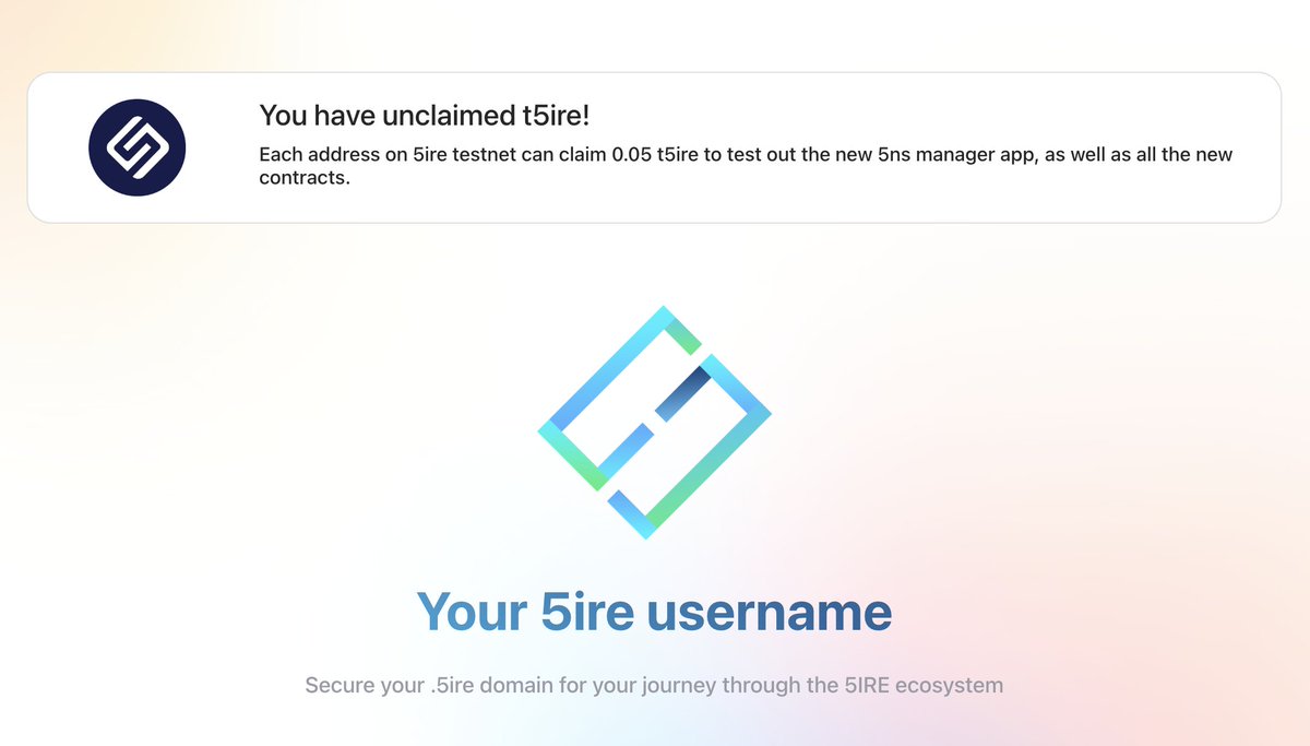 Official5NS's tweet photo. 🌐@5ireChain testnet faucet is now LIVE on #5NS ! 📷   

You can now test the breakneck speed on 5irechain Testnet.

Each address on the 5ire testnet can claim 0.05 t5ire to test out the new 5NS manager app and all the new contracts.

You can claim t5ire! 👇🏻 https://t.co/Xgj8H8ey6m