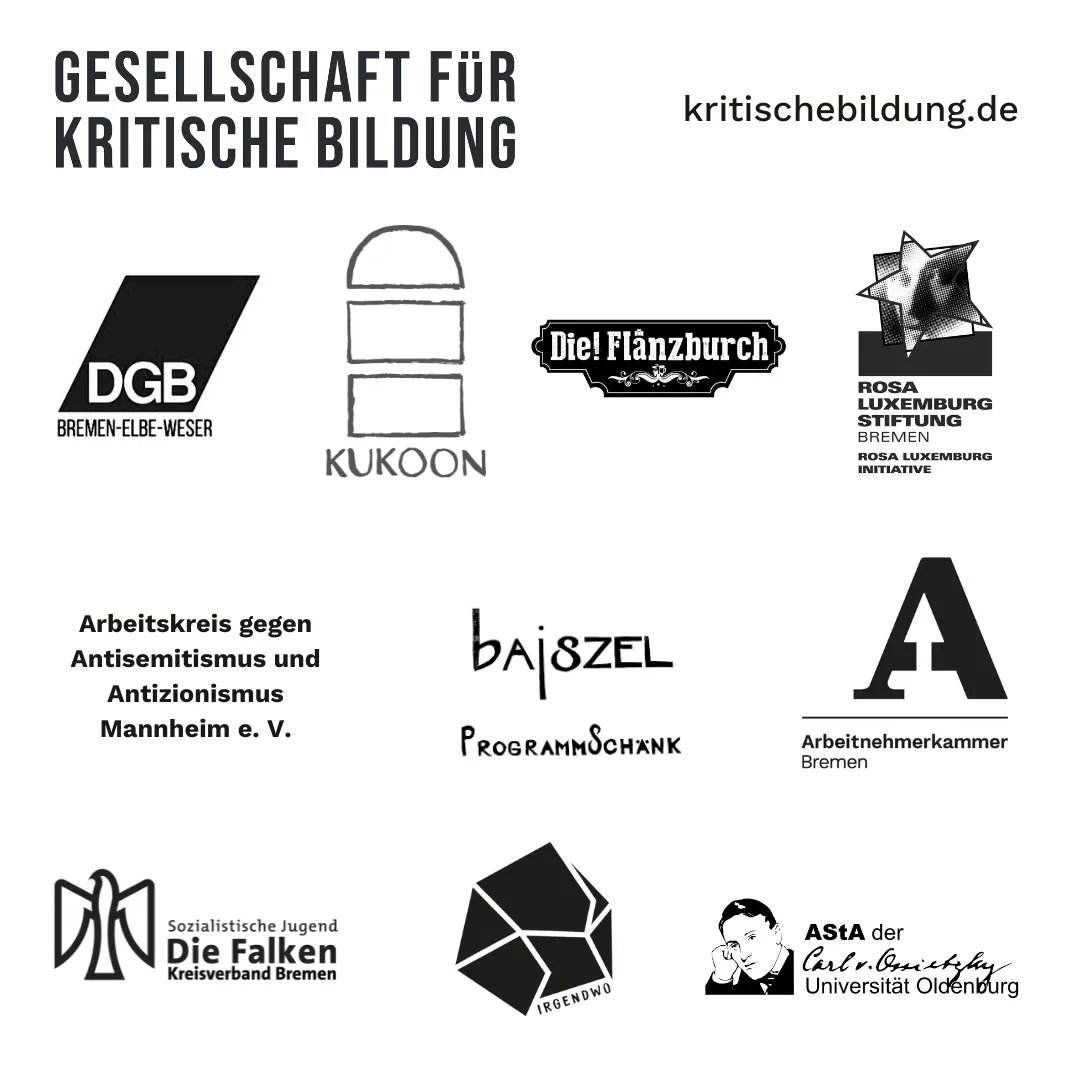 Gesellschaft für kritische Bildung (@gfkb_2022) on Twitter photo Auch im (Spät-)Sommer sind wir wieder an mehreren Veranstaltungen in verschiedenen Städten beteiligt, genauer in Berlin, Bremen, Mannheim und Oldenburg.
Unter anderem mit einer Buchvorstellung von "Subjekt & Befreiung" (<a href="/verbrecherei/">Verbrecher Verlag</a> ) im Bajszel. Auch im (Spät-)Sommer sind wir wieder an mehreren Veranstaltungen in verschiedenen Städten beteiligt, genauer in Berlin, Bremen, Mannheim und Oldenburg.
Unter anderem mit einer Buchvorstellung von "Subjekt & Befreiung" (<a href="/verbrecherei/">Verbrecher Verlag</a> ) im Bajszel.