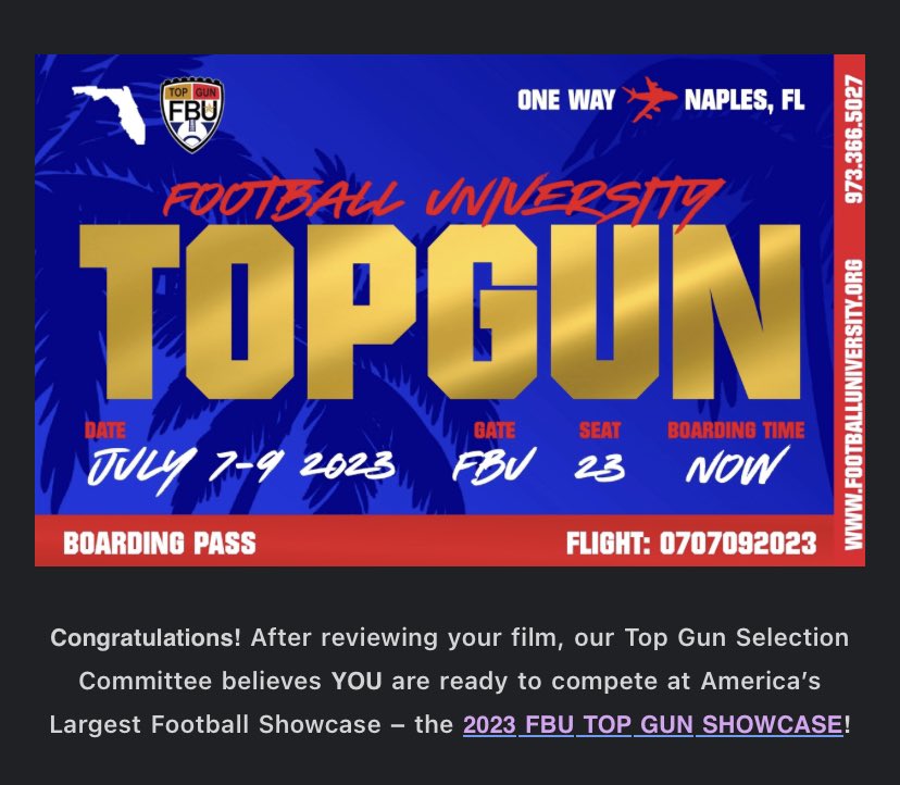royharvisonjr55's tweet photo. Blessed to receive an invite to FBU Top gun Naples FL #certifed #bhambassador @FBUcamp https://t.co/0zes91SgB6