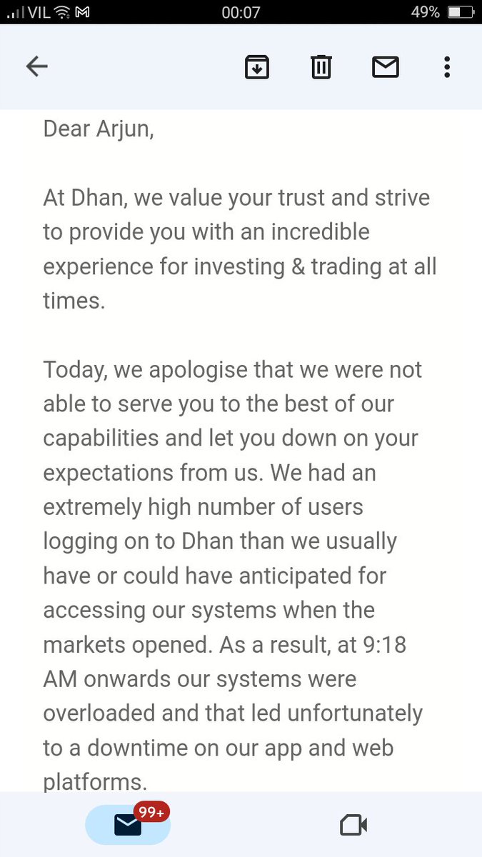 arjunsingh022's tweet photo. @DhanCares This is a reply a got from dhan care mail this is not my answer and there is no any mention about refund
I request you to refund my amount and fix the glitch as soon as possible https://t.co/WPbl39YjpV