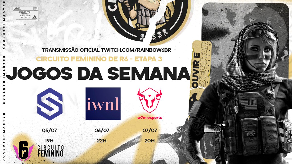 ClutchMasterGG's tweet photo. GRUPO DEFINIDO!
Estamos no Grupo A, na segunda fase da Etapa 3 do #CircuitoFemininoR6
Anota aí o dia e o horário de nossos jogos e vem torcer para as #BrabasDaCM
05/07 ás 19H - SOLID MEC
06/07 ás 22H - @iwnlR6
07/07 ás 20H - @w7mesports
#RainbowSixBR #R6BR https://t.co/Tdw8964Qzg