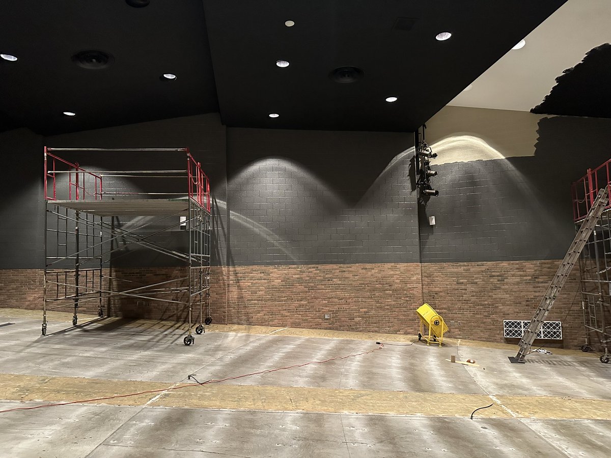 BereaCSD's tweet photo. More renovation progress to Berea-Midpark Middle School’s auditorium. All seats are removed and a fresh coat of paint is underway. #BeATitan https://t.co/bP4rREuX5N