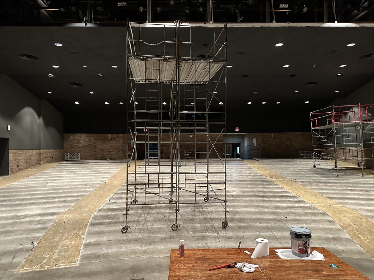 BereaCSD's tweet photo. More renovation progress to Berea-Midpark Middle School’s auditorium. All seats are removed and a fresh coat of paint is underway. #BeATitan https://t.co/bP4rREuX5N