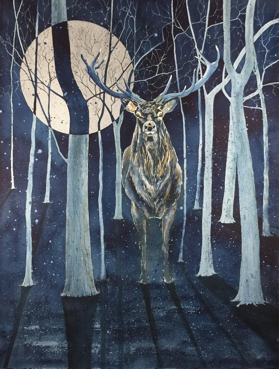 womensart1's tweet photo. #FullMoon, July (tonight) is called the Buck Moon because the antlers of male deer (bucks) are in full-growth at this time.
Artwork by Anita Woods #WomensArt https://t.co/YKHD7ZueEl