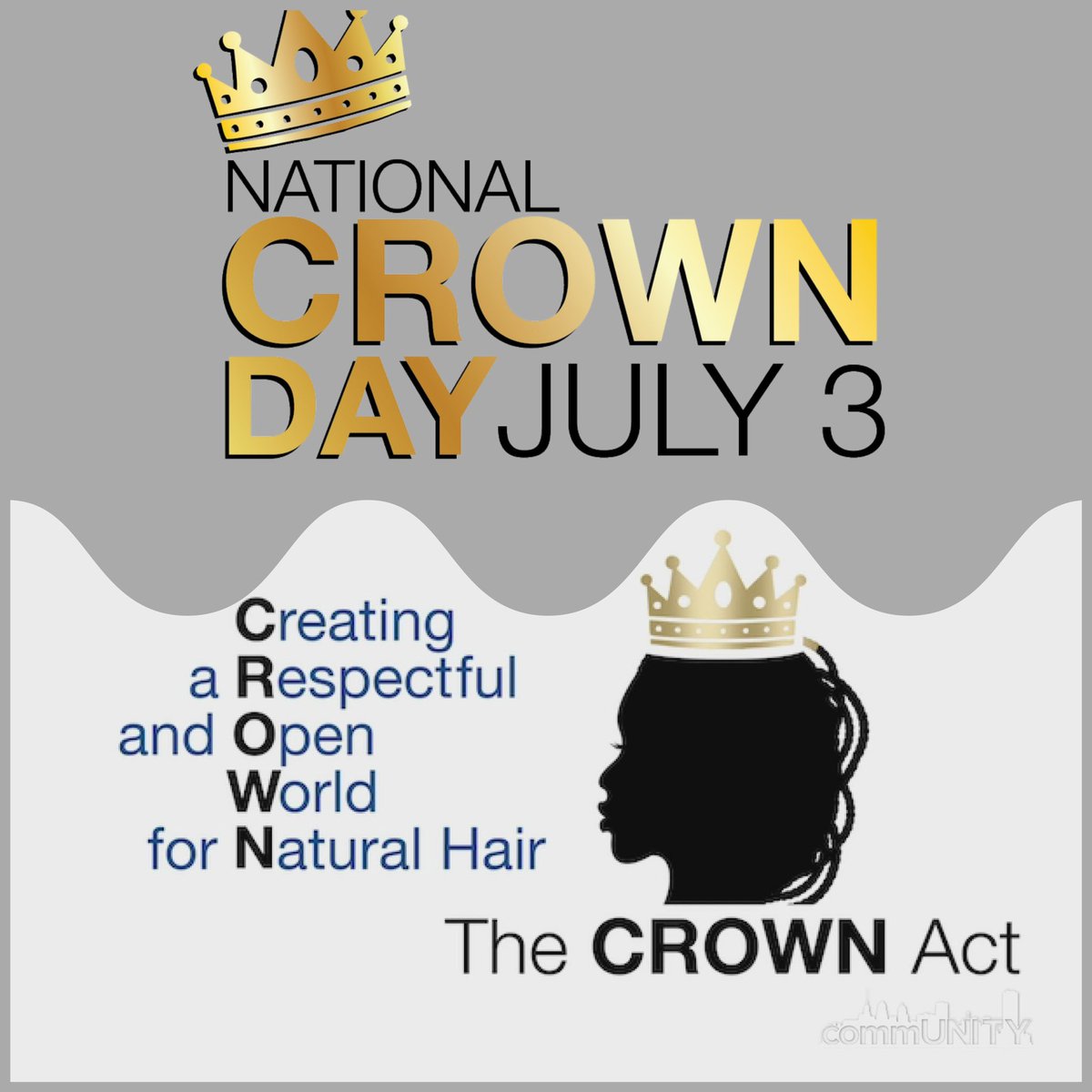 desireerl78's tweet image. “July 3rd marks National CROWN Day, or Black Hair Independence Day celebrating the signing of the @thecrownact  in 2019. @thecrownact legislation bans discrimination based on how you wear your hair. The act is currently in place in ONLY 23 states! #loclife 🤎