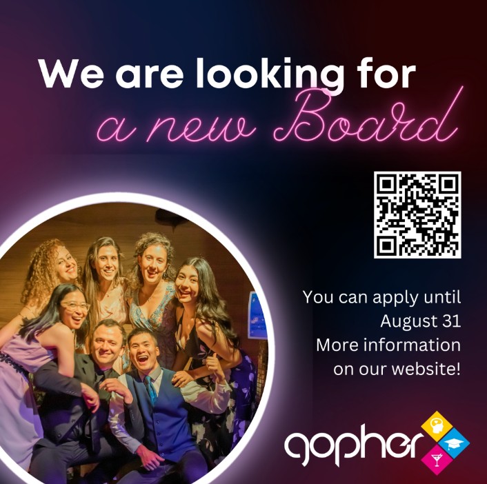 GroningenGopher's tweet photo. We are looking for a new board 2023 - 2024 π€©
Visit our website for more information, you can apply until August 31!
#GopherGroningen #Gopherfun #Board #organisingcommittee #team #teamwork #PhD #PhDlife https://t.co/Lj6mLYgBEh
