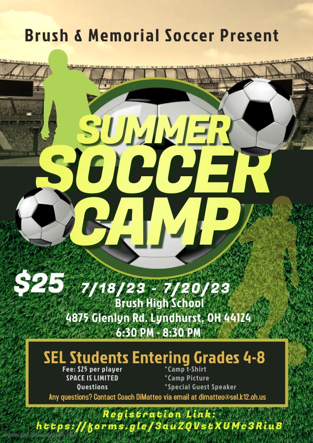 It’s that time folks! Let’s play some soccer. Please see the link below for more details regarding your annual youth soccer camp here at B.H.S. docs.google.com/document/d/10E…