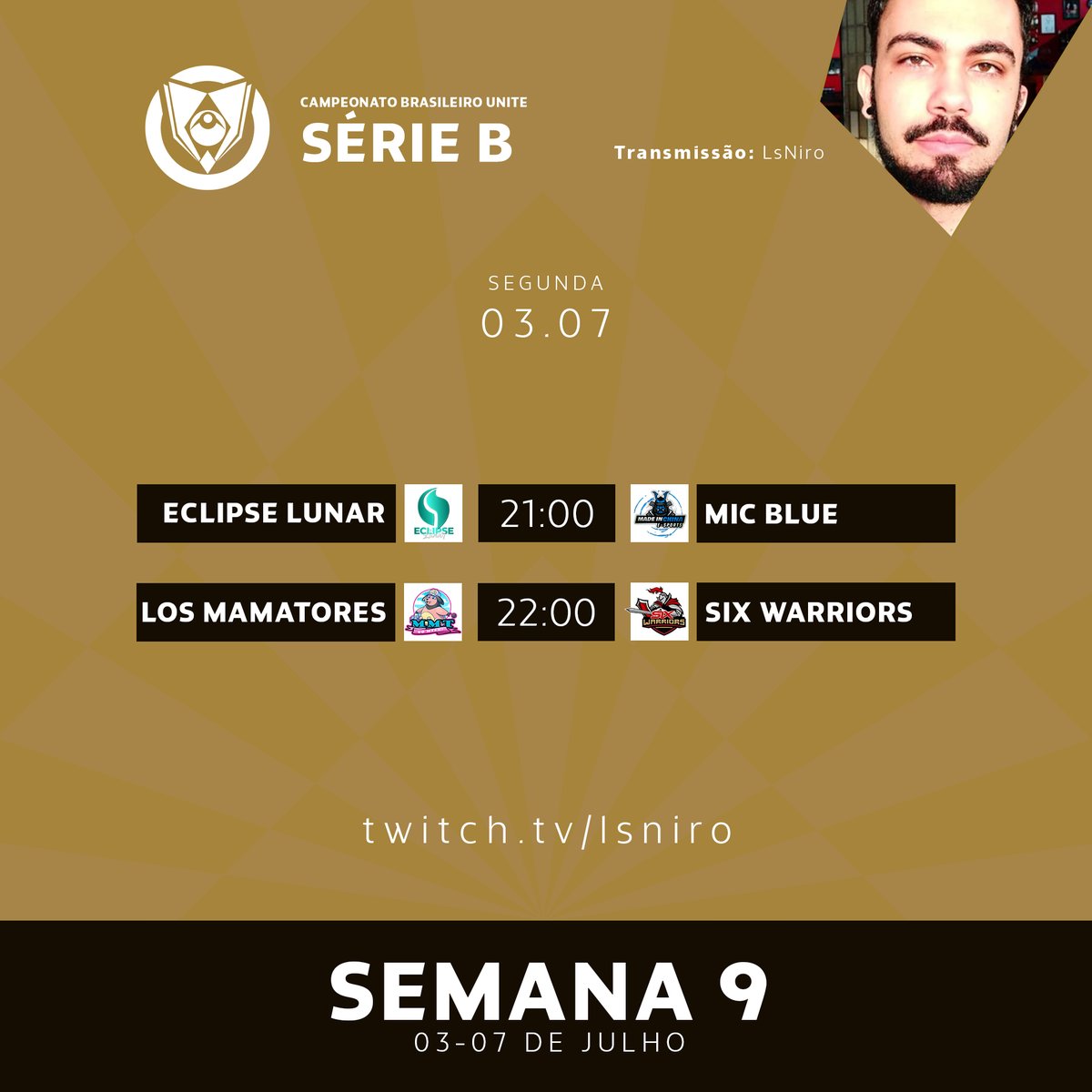 CBU Pokémon UNITE 🎀 (@cbpunite) on Twitter photo 💛 SEGUNDOU COM CBU!
Abrimos a semana com o <a href="/Lsniro/">Lucas Niro (NIRÃAÃÃÕ DA MASSAAAAAA)</a> trazendo dois jogões da #CBU2023, anota aí pra não perder!
⚔️ Eclipse Lunar x MIC Blue
⏰ 21h00
⚔️ Los Mamatores x Six Warriors
⏰ 22h00
📺 twitch.tv/lsniro 💛 SEGUNDOU COM CBU!
Abrimos a semana com o <a href="/Lsniro/">Lucas Niro (NIRÃAÃÃÕ DA MASSAAAAAA)</a> trazendo dois jogões da #CBU2023, anota aí pra não perder!
⚔️ Eclipse Lunar x MIC Blue
⏰ 21h00
⚔️ Los Mamatores x Six Warriors
⏰ 22h00
📺 twitch.tv/lsniro