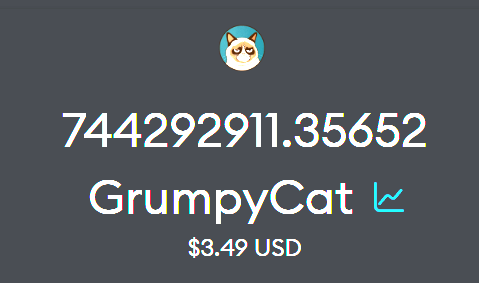 holy89x's tweet photo. I just recalled I invested $20 in Grumpycat coin. This is what left of it. 

Follow @ProTheDoge  if you want to get rugged rofl. https://t.co/2x7nwVS8nM