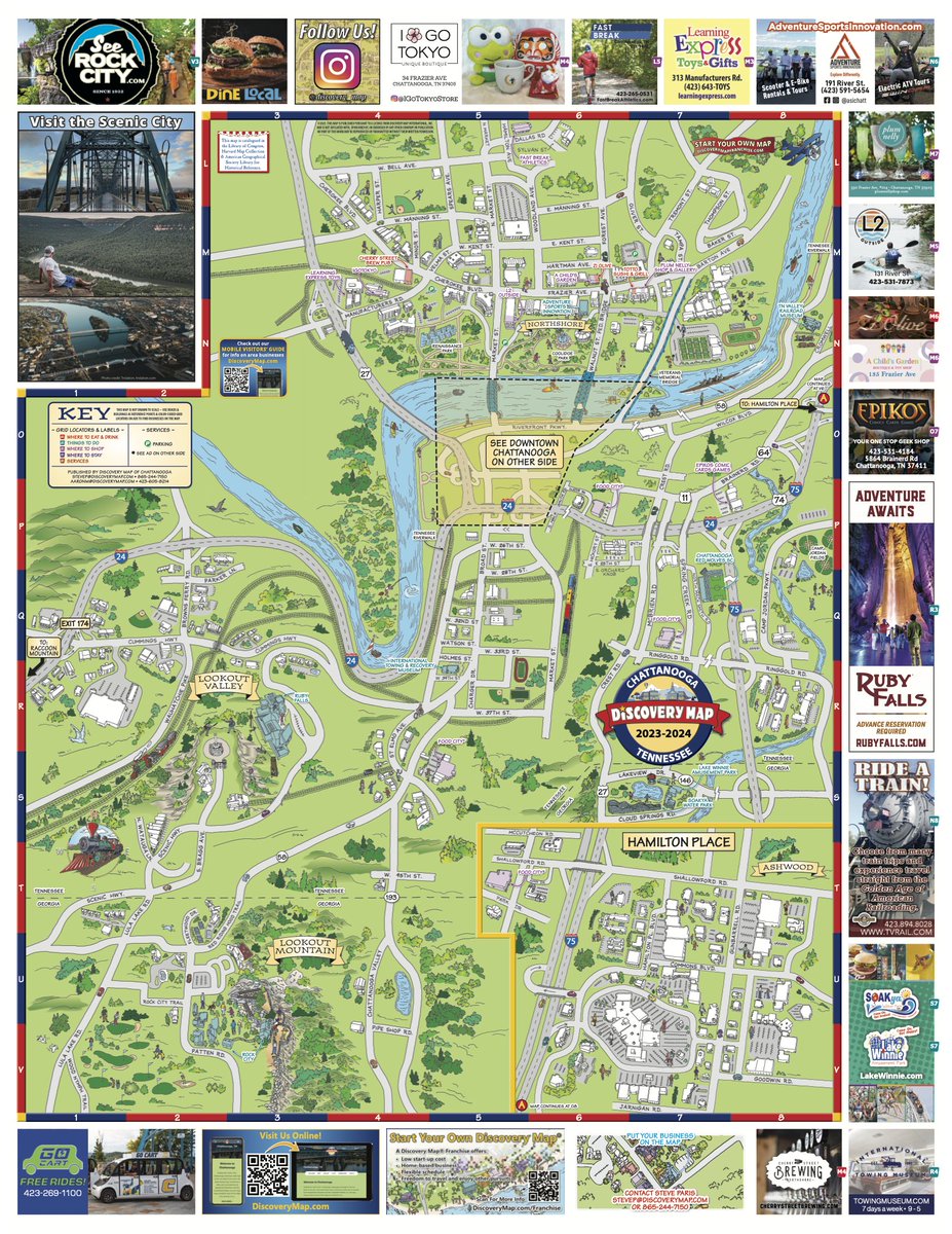 DiscoveryMap's tweet image. Congratulations to Steve Paris and Discovery Map of Chattanooga on the publication of the 2023-2024 maps! 🌟🗺️🎉

Chattanooga, TN has a vibrant blend of natural beauty, thriving arts scene, and outdoor adventures.

#Chattanooga #Tennessee #discoverymap