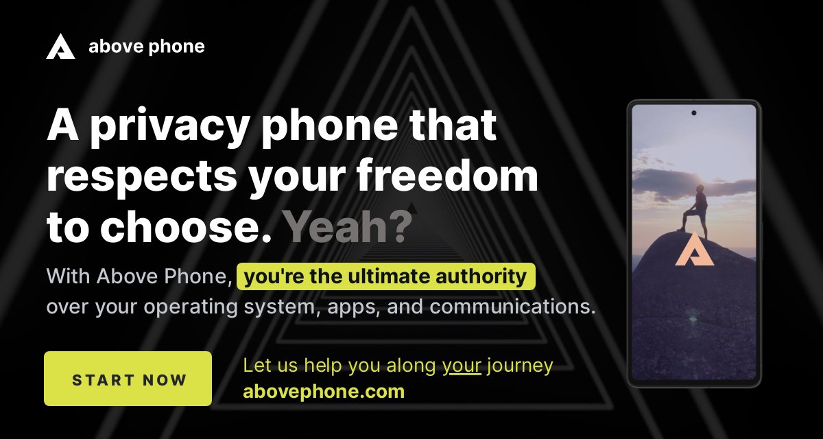 Break free from surveillance with #AbovePhone! Reject tracking, ads, and embrace the best open-source alternatives. Purchase with Bitcoin, for a truly decentralized experience: abovephone.com  

#Bitcoin
#BTC
#Monero
#Litecoin
#MoneroMining
#MoneroNews
#LitecoinNews