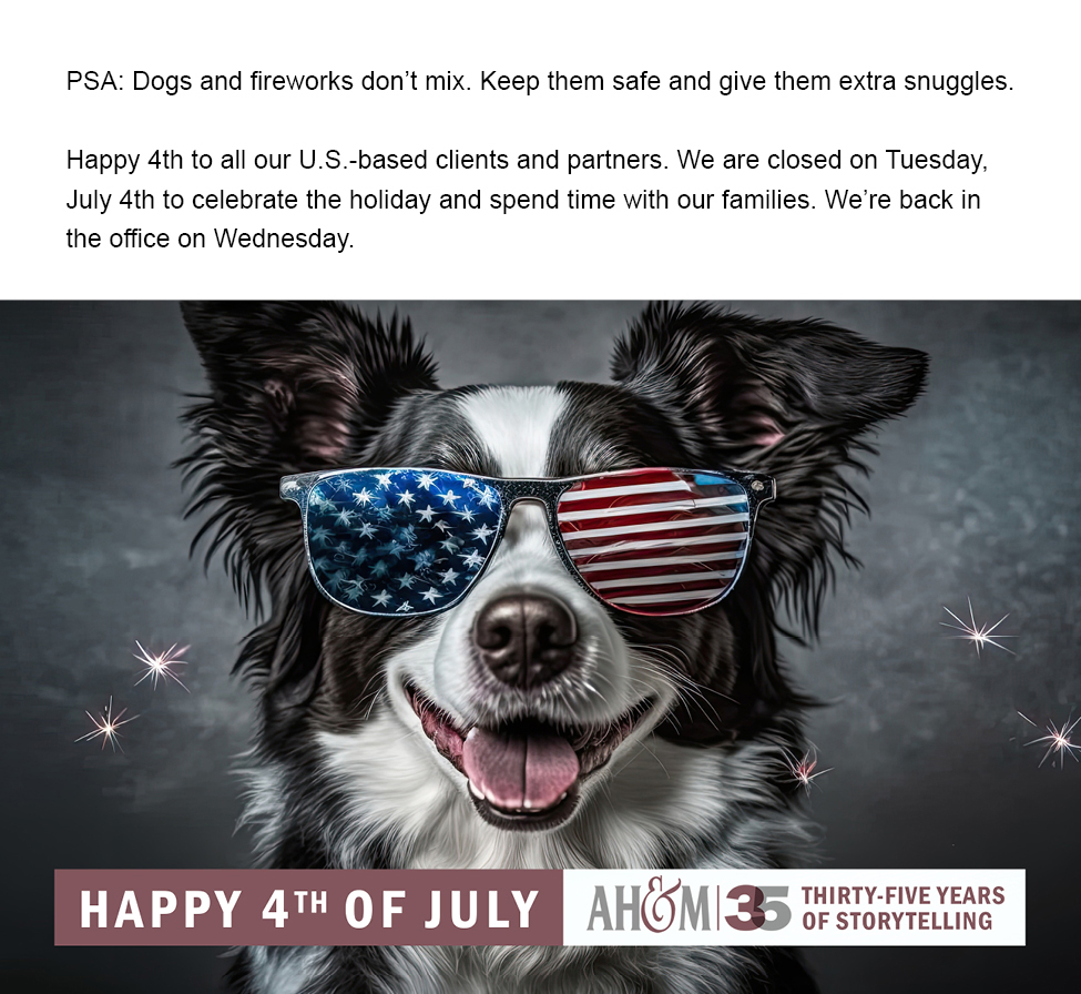 Nothing says July 4th more than hot dogs and safe dogs. 🐶🌭❤️ 
#happy4th #marketingcommunications #b2b #storytelling #ahminc