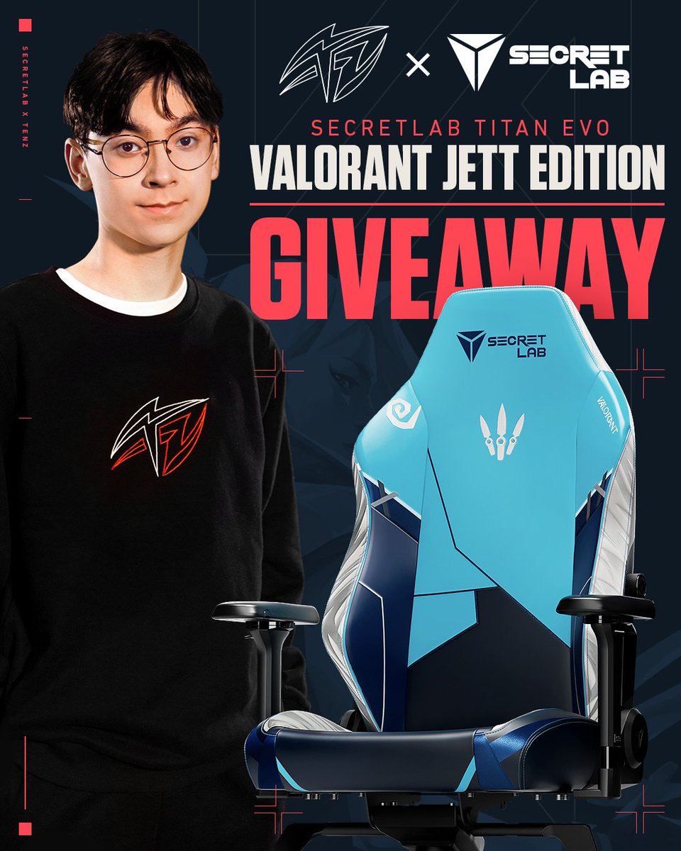 Who else but my main? Secretlab and I are offering you a chance to win their brand new VALORANT Jett Edition chair! The design and colors are so lit, anyone else's hyped? To participate: - Like & RT - Follow @secretlabchairs + @TenZOfficial