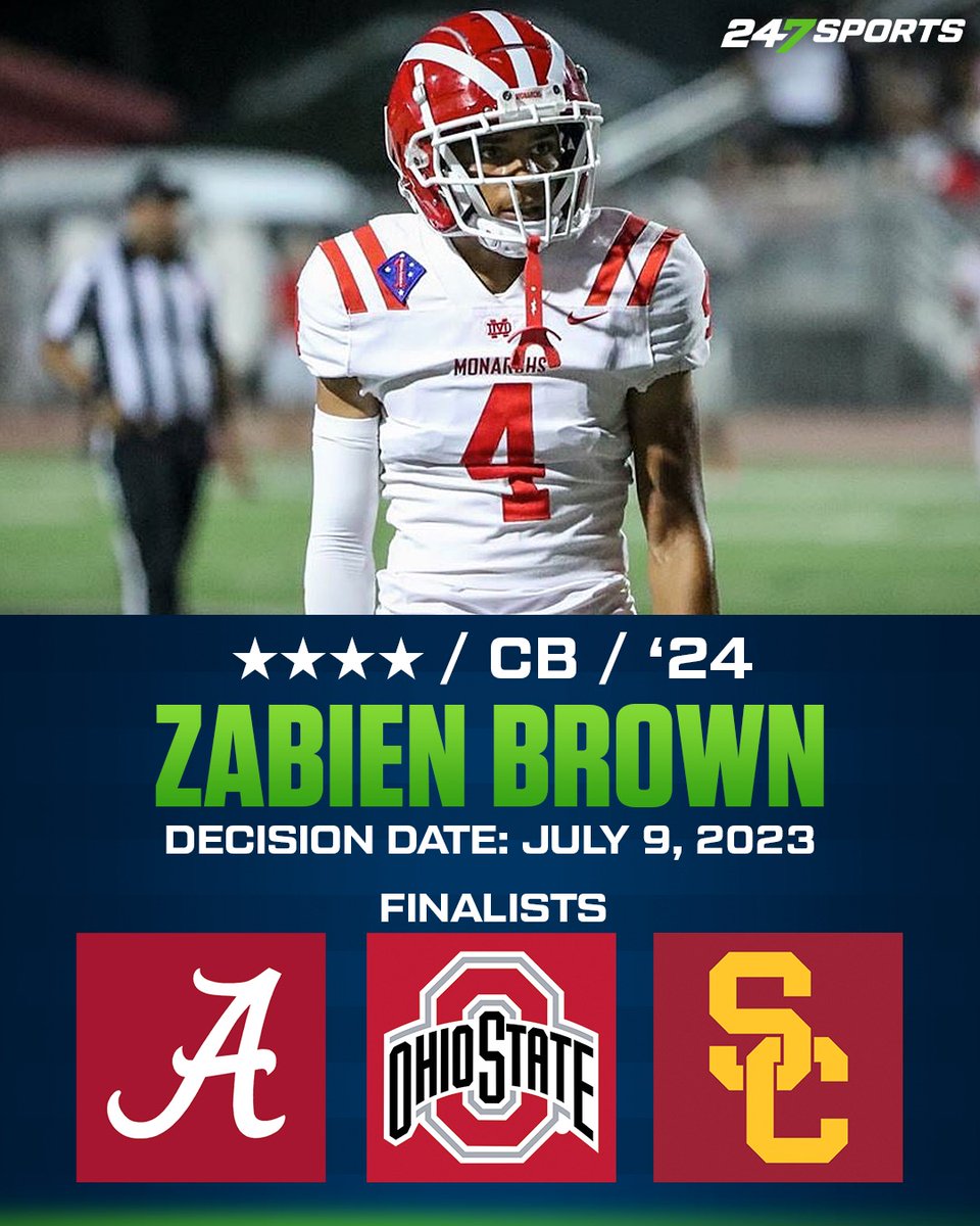 Santa Ana (Calif.) Mater Dei DB Zabien Brown has locked in his commitment date and will make his college choice known this weekend 247sports.com/Article/Alabam…