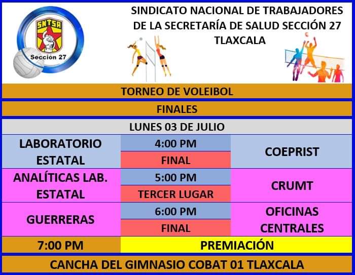 OtrosDatostlx's tweet photo. #Tlaxcala 📍¡¡¡ Hoy !!!, gran final del torneo de voleibol del SNTSA sección 27 🏆

⚽️ Se llevarán a cabo en las instalaciones de la cancha del gimnasio del Cobat 01, Tlaxcala. #SNTSA

🔎#OtrosDatos👇
https://t.co/ran40Ypu6I https://t.co/fEqE5Ymfaw