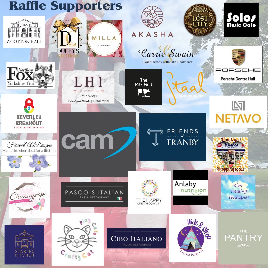 FriendsOfTranby's tweet photo. A big thank you to all our raffle sponsors from the summer fair. Your generosity was greatly appreciated! 😊@NorthernFoxGins @PorscheHullUK @cam_ref @NetavoGlobal @hideandsleepTP #friendsoftranby https://t.co/nPk6yCwnC9