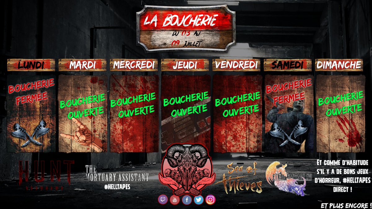 La_boucherie_DJ's tweet image. Et le planning de cette semaine !

Semaine un peu calme car niveau sorties c'est pas dingue, MAIS y'a Dave the Diver que j'ai pas forcément mis !
Hunt Showdown !
Sea of Thieves (Vais-je enfin y retourner ?)
Mortuary Assistant pour #HELLTAPES !
Peut être du FFXVI, mais pas sûre