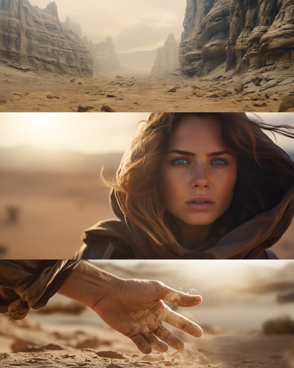 visualsofoliver's tweet photo. Vivimos una época extraña para la creación de contenido audiovisual. De la noche a la mañana hemos pasado a poder crear de la nada lo que pase por nuestra imaginación… y esto es solo el principio.

#dune #dunemovie #photoshop #lightroom #midjourney #aiart https://t.co/E1J10OdPGB