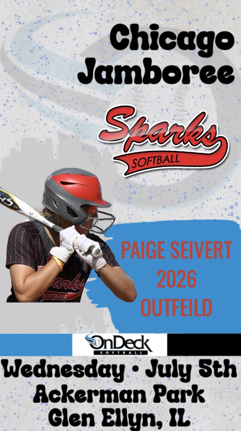 Paige Seivert (@paigeseivert) on Twitter photo Super excited for <a href="/ondecksoftball/">OnDeck Softball 🥎</a> Chicago Jamboree later this week! <a href="/SparksPremier/">Jill Harvey - Sparks Premier</a> <a href="/ODM_Testing/">ODM® Testing</a> <a href="/ericjohnson1342/">Eric Johnson</a> <a href="/lwwsoftball/">Warrior Softball</a> <a href="/SBRRetweets/">Softball Recruiting Reposts</a> <a href="/USASoftball/">USA Softball</a> <a href="/TopPreps/">HIGH SCHOOL SPORTS NEWS, VIDEOS, EXPOSURE & MORE</a> <a href="/CoastRecruits/">Coast 2 Coast Recruits</a> #ODSJamboree Super excited for <a href="/ondecksoftball/">OnDeck Softball 🥎</a> Chicago Jamboree later this week! <a href="/SparksPremier/">Jill Harvey - Sparks Premier</a> <a href="/ODM_Testing/">ODM® Testing</a> <a href="/ericjohnson1342/">Eric Johnson</a> <a href="/lwwsoftball/">Warrior Softball</a> <a href="/SBRRetweets/">Softball Recruiting Reposts</a> <a href="/USASoftball/">USA Softball</a> <a href="/TopPreps/">HIGH SCHOOL SPORTS NEWS, VIDEOS, EXPOSURE & MORE</a> <a href="/CoastRecruits/">Coast 2 Coast Recruits</a> #ODSJamboree
