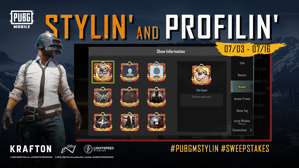 PUBGMOBILE_NA_'s tweet photo. We want to see your PUBG MOBILE profile picture! 📸

Simply share your PUBG MOBILE profile picture on social media, and use #PUBGMSTYLIN and #SWEEPSTAKES for a chance to win $100 USD UC!

Full rules and information: https://t.co/O8cUEuB4cy
#PUBGMOBILE https://t.co/4nKe1GyKSs