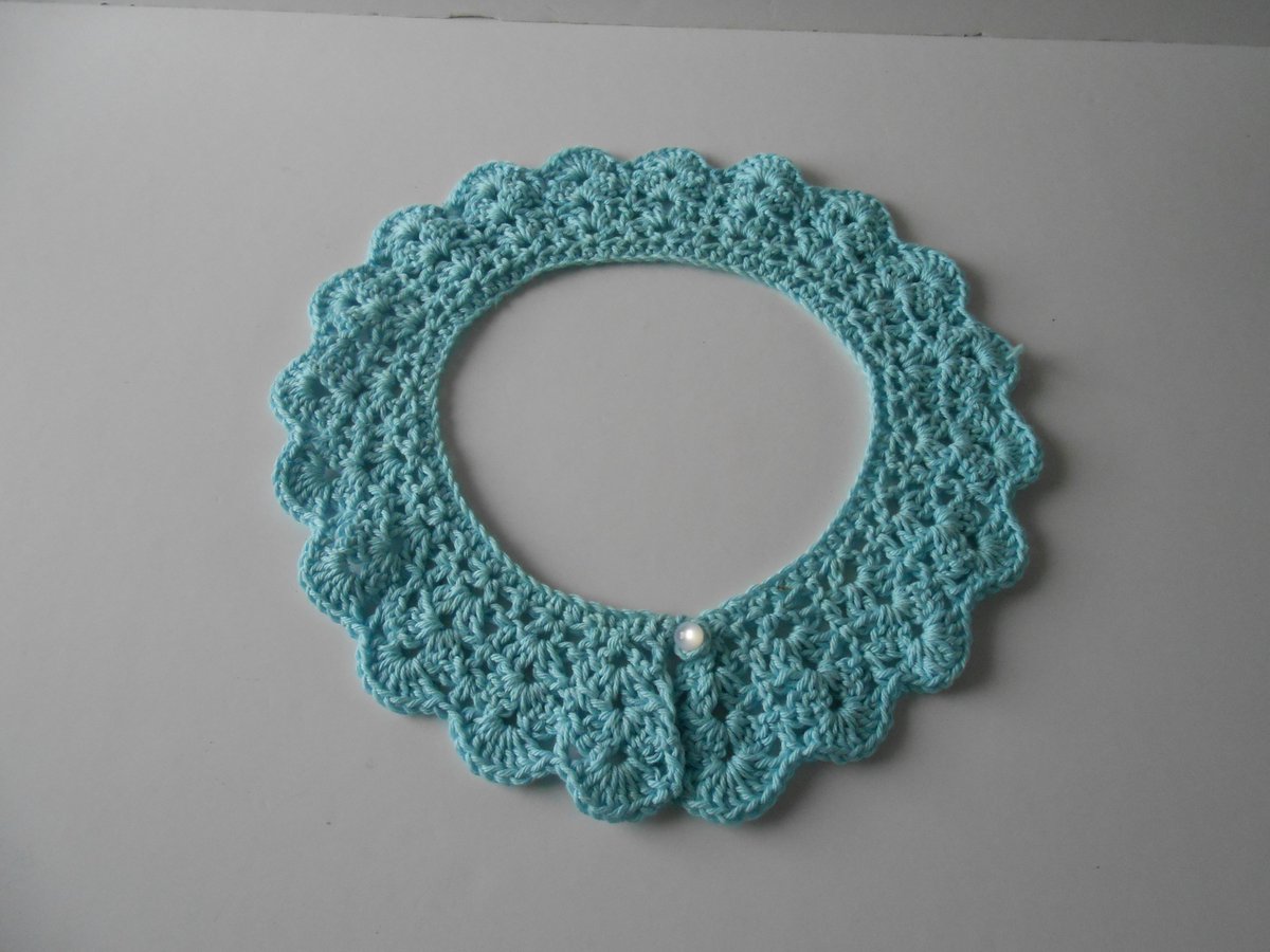Crochet collar blue Detachable Collar. Women's Accessory.  Peter Pan Collar Mother's day gift #creativebizhour #irishcrafthour @cats_handmadeRT  #handmadehelper ://etsy.me/3NWdwE8 via @Etsy