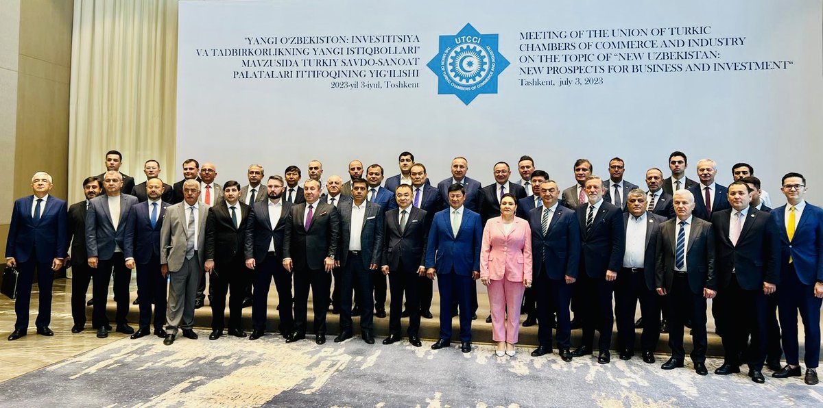 #TürkDevletleriTeşkilatı Genel Sekreter Yardımcısı @omerkocaman, Türk Ticaret ve Sanayi Odaları Birliği’nin “Yeni Özbekistan: İş ve Yatırımlar İçin Yeni Beklentiler” temasıyla , 3 Temmuz 2023 tarihinde #Taşkent’te düzenlenen toplantısına katıldı.