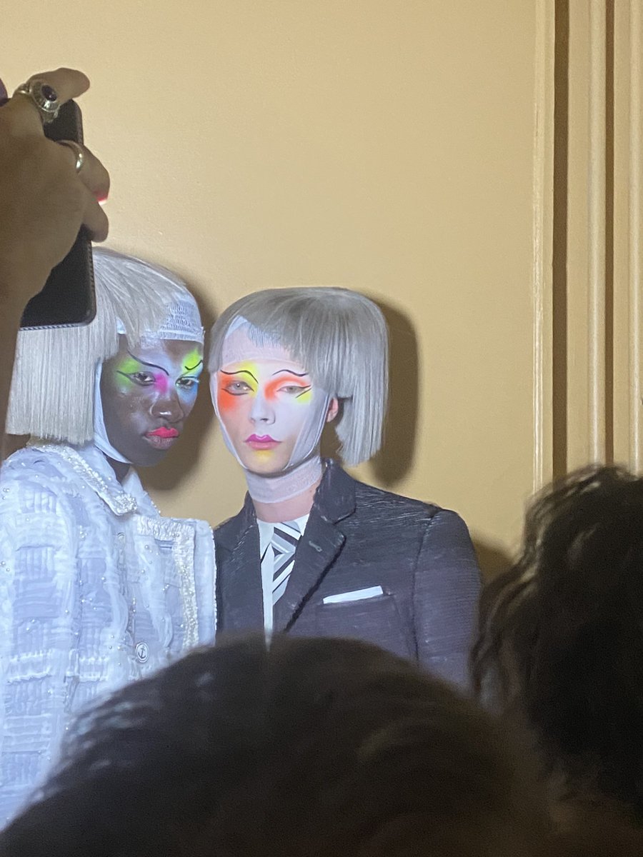 gigiwritesss's tweet photo. Behind the scenes at Thom Browne’s debut couture collection in Paris today. https://t.co/2vTBJKvBLJ