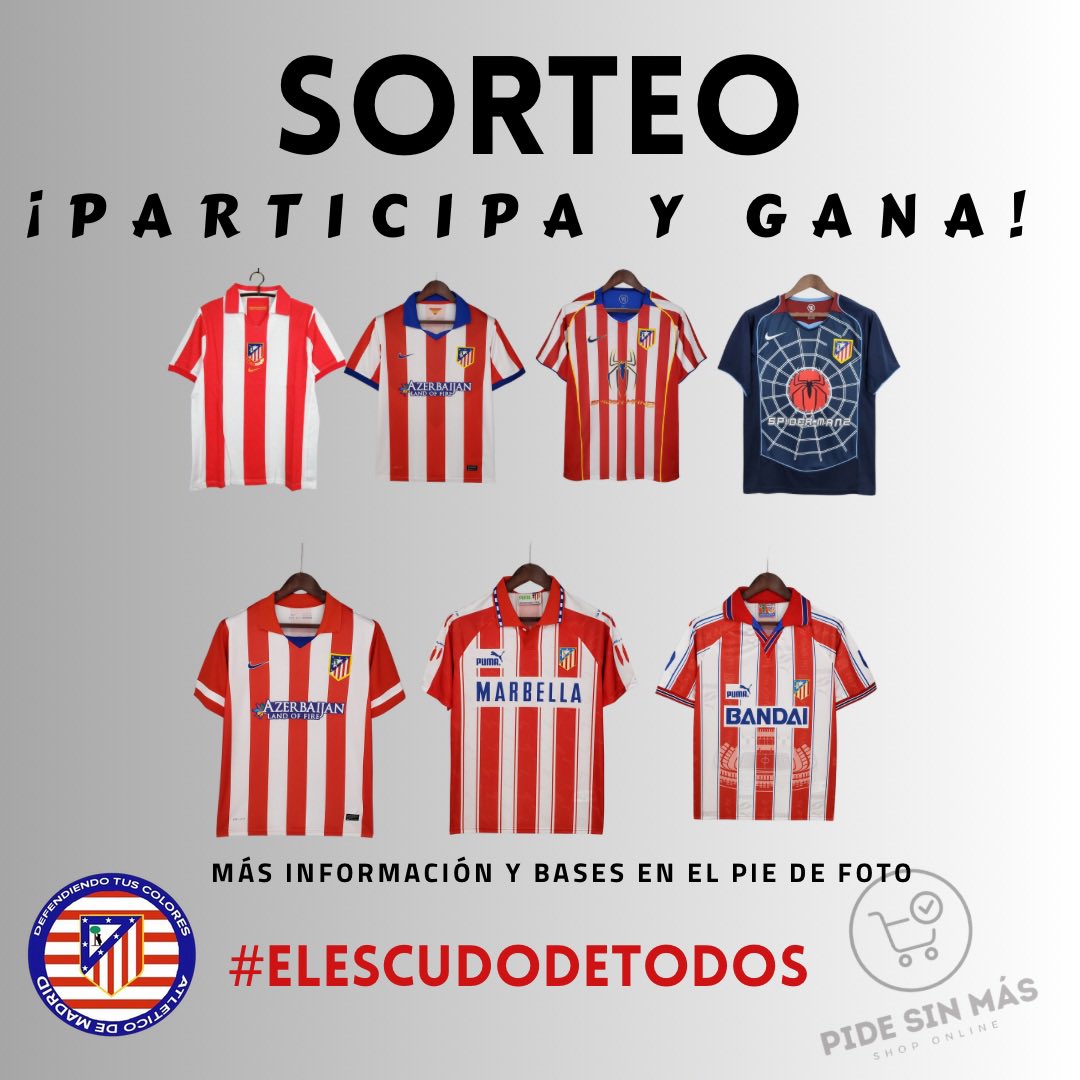 pidesinmasshop's tweet photo. SORTEO DE CAMISETA RETRO DEL ATLETI !!
- Para participar:
1️⃣ 🔁 a este tweet
2️⃣ ♥️ a este tweet
3️⃣ Seguir a @ColoresTus
y @pidesinmasshop 
Se revisarán los pasos antes de dar el ganador.
El Ganador 🗓️ el 16 de julio.
Mucha suerte a todos! https://t.co/OQvGtgklEq