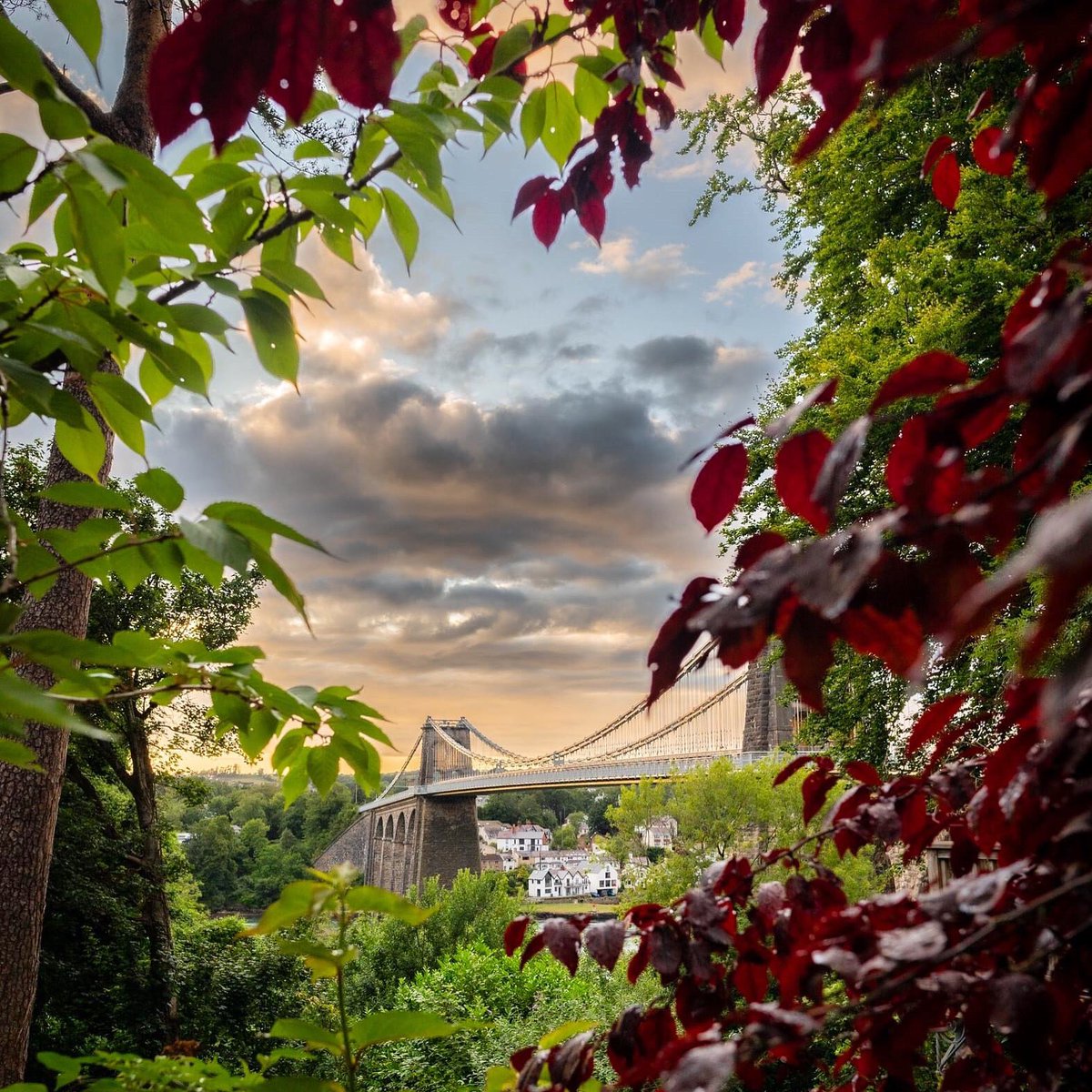 SwinburnDave's tweet photo. Beautiful Sunset at Menai Bridge, Anglesey 
#Ruth_itv #derektheweather #sunsetphotography #S4C # https://t.co/MGMcYQmVJE