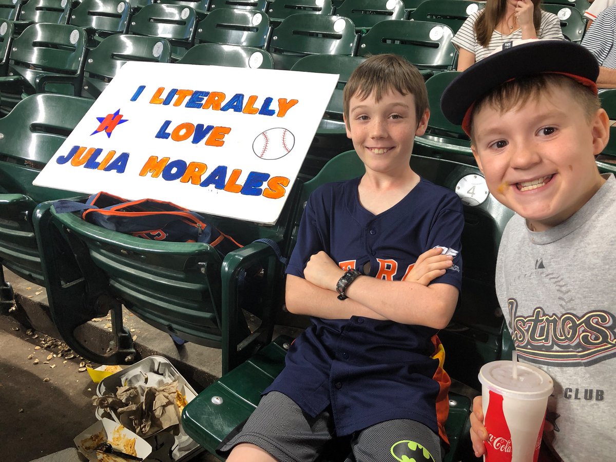 Flatmonkeys's tweet photo. @blummer27 @JuliaMorales The boys have saved their sign for a few years and decided to bring it to Arlington! Section 212 https://t.co/4HZQ67bLIp