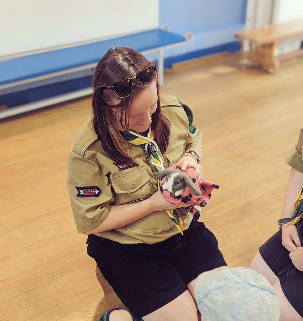 saljjones's tweet photo. There are some perks to being a scout leader. Other leaders bringing their new pets is one 🥰🐇 https://t.co/f3wEA5zsYz