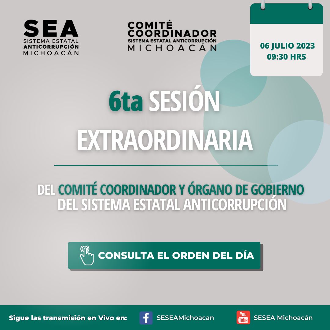 SESEAMichoacan's tweet photo. #NotiSEA
Próximo jueves 🗓️06 de julio 🕙 09:30 hrs. el Comité Coordinador y Órgano de Gobierno del #SEAMichoacán celebrarán su 6ta Sesión Extraordinaria del #2023
🔎Consulta aquí el orden del día 👇
https://t.co/hJNTknZYkz... https://t.co/RYxFUBM4iC