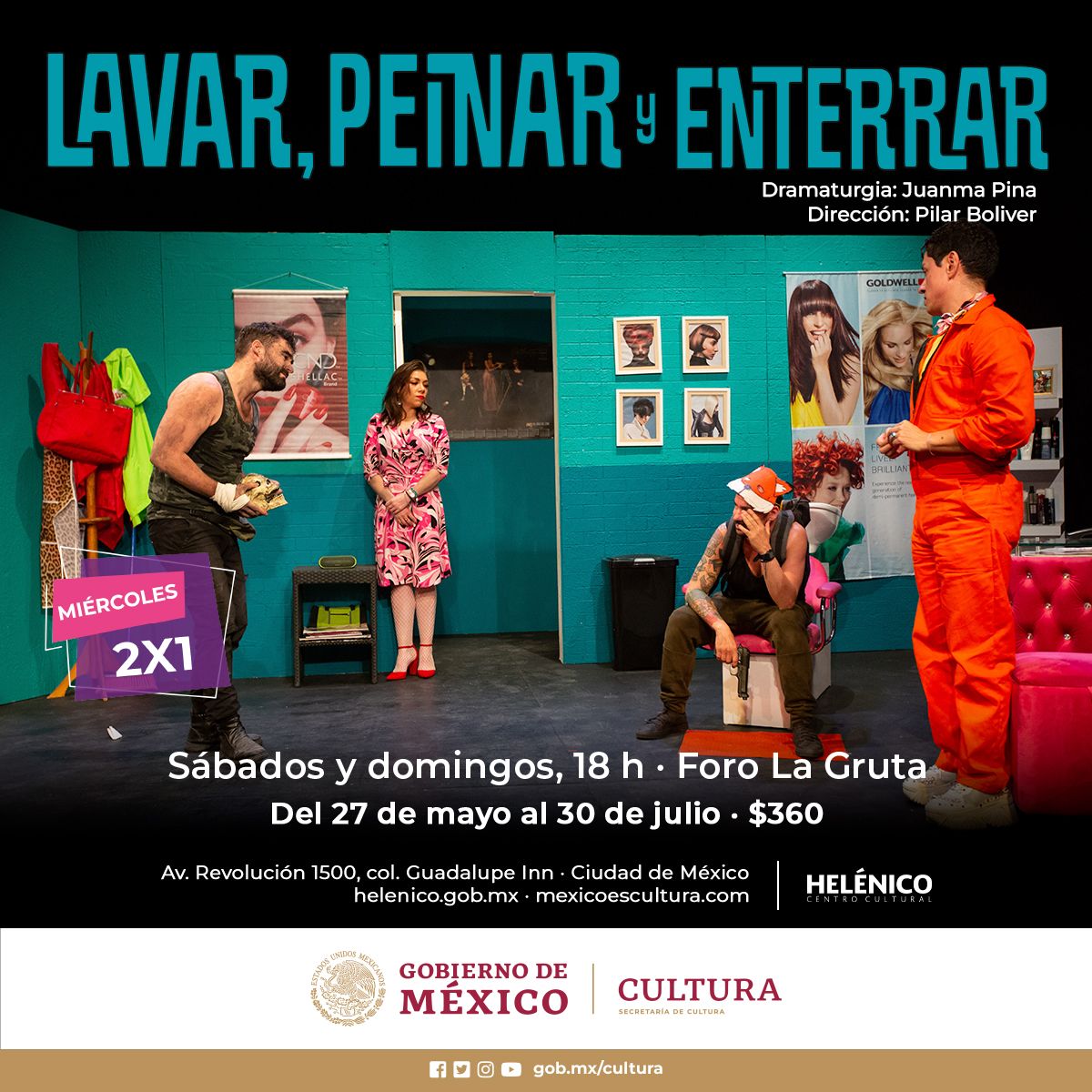 cultura_mx's tweet photo. ¡Disfruta de la oferta teatral que el @Helenico tiene para ti!

Aprovecha la promoción de miércoles 2x1 y no te quedes sin vivir la #ExperienciaHelénico.

🔸Lavar, peinar y enterrar
🔸Cangrejo y yo
🔸Jauría
🔸Grozni

Adquiere tus boletos:
https://t.co/JUn1J1Voex https://t.co/GzOy2iQFcO
