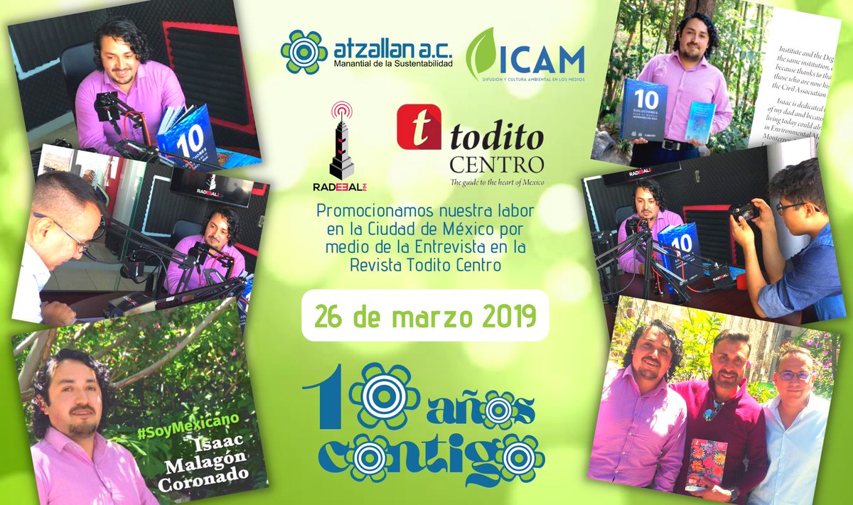 Atzallan's tweet photo. En 2019 nos entrevistaron en la Revista Todito Centro Edición #Abril, por medio de @AiMalcor, Presidente de @Atzallan A.C. 🐸💙
#10AñosContigo #RadeealFM #CADS #ECSAVM #AtzallanMeInspira 📚🎙📊💦⚡️♻️🏡🍃
🌐🍃 Consulta en: https://t.co/vrhSlD7kW0 https://t.co/DzHNeWmfRc